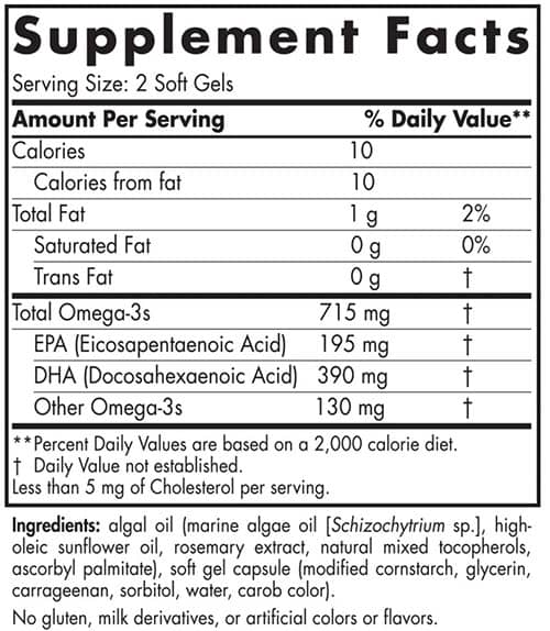 Algae Omega Supplement Facts