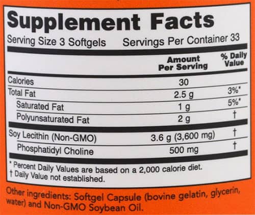 NOW Lecithin Supplement Facts