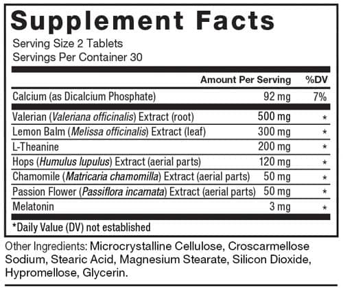 Somnapure Supplement Facts Image