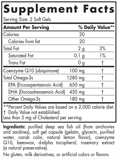 Nordic Naturals Ultimate Omega CoQ10 Supplement Facts