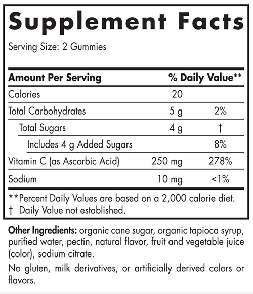 Nordic Naturals Vitamin C Gummies Supplement Facts
