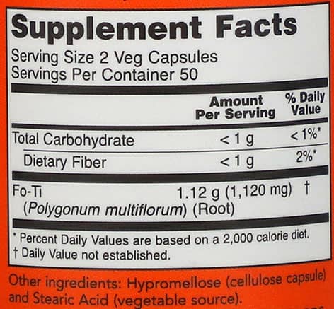 NOW Fo-Ti Supplement Facts