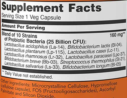 NOW Foods Probiotic 10 Supplement Facts Image