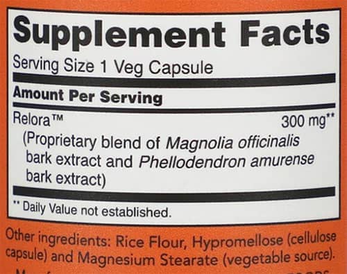 NOW Relora Supplement Facts