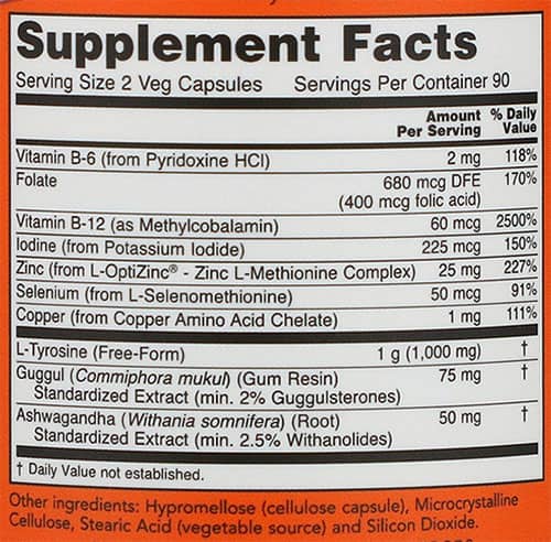 NOW Thyroid Energy Supplement Facts