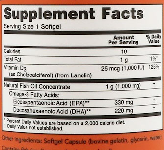 NOW Tri 3D Omega Supplement Facts