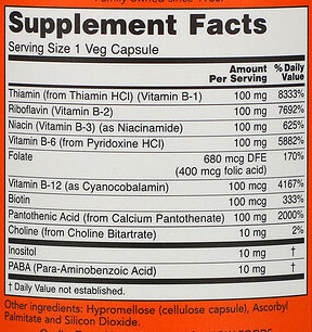 NOW Vitamin B-100 Supplement Facts