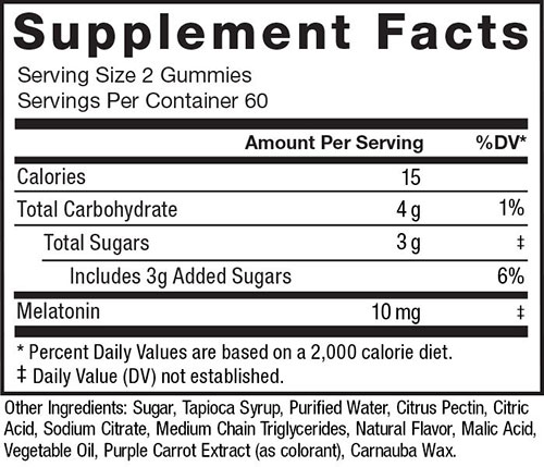 Somnapure Gummies Supplement Facts Image