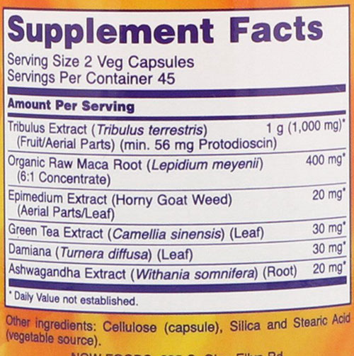 NOW Tribulus Extreme Supplement Facts