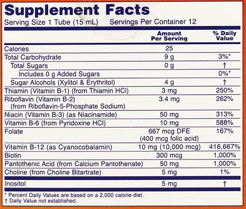 NOW B-12 Shots Supplement Facts
