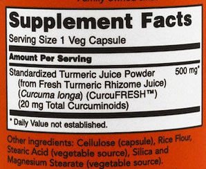 NOW Curcufresh Supplement Facts