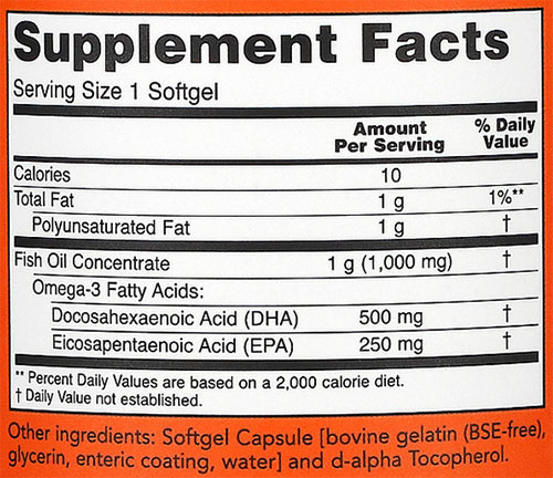 NOW DHA Supplement Facts