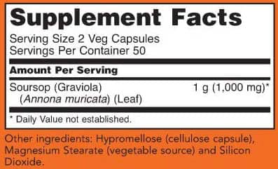 NOW Graviola Supplement Facts