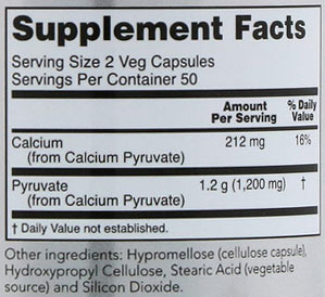 NOW Pyruvate Supplement Facts