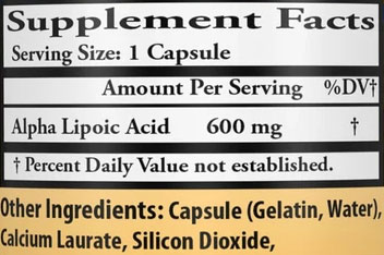 Healthy Origins Alpha Lipoic Acid Supplement Facts