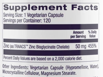 Healthy Origins Zinc Supplement Facts