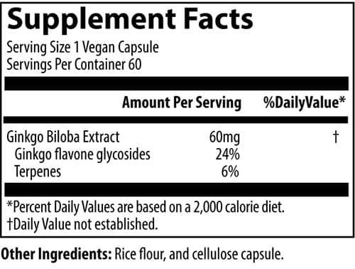 MRM Ginkgo B Supplement Facts