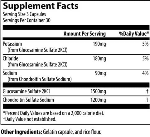 MRM Glucosamine Chondroitin Supplement Facts