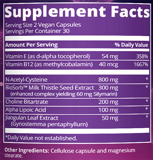 MRM Liver X Supplement Facts