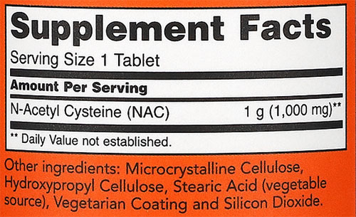 NOW NAC Supplement Facts