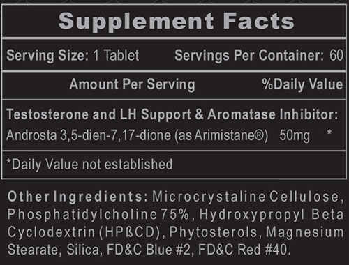 Arimistane Supplement Facts Image
