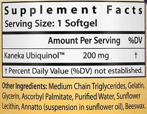 Healthy Origins Ubiquinol Supplement Facts