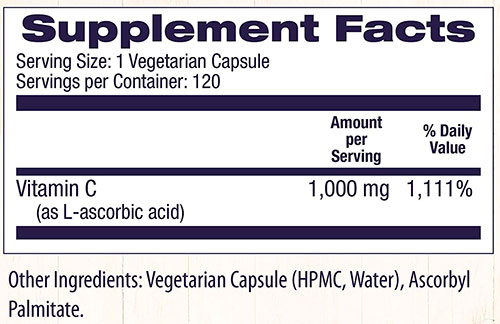 Healthy Origins Vitamin C Supplement Facts