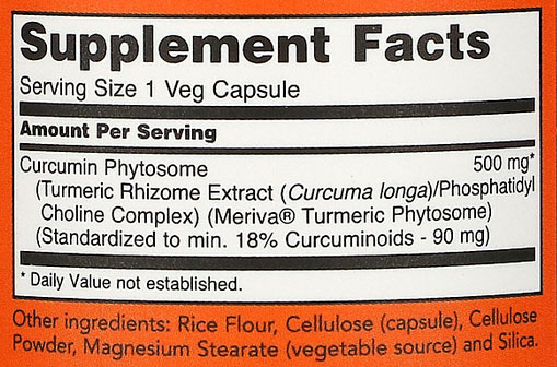 NOW Curcumin Phytosome Supplement Facts