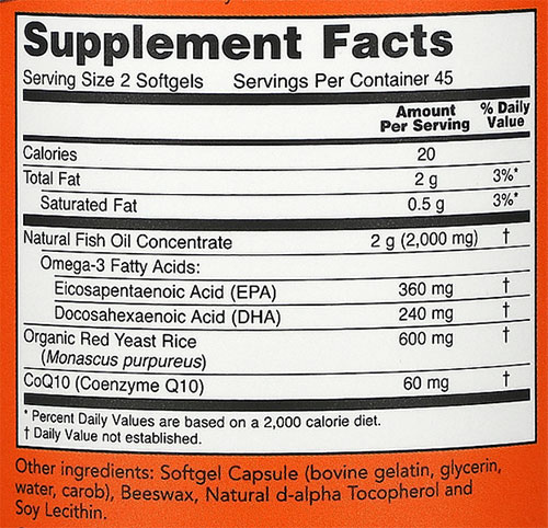NOW Red Omega Supplement Facts