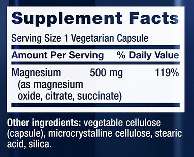 Life Extension Magnesium Supplement Facts