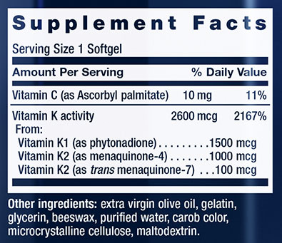 Life Extension Super K Supplement Facts