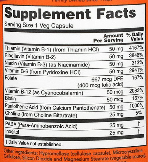 NOW B-50 Supplement Facts