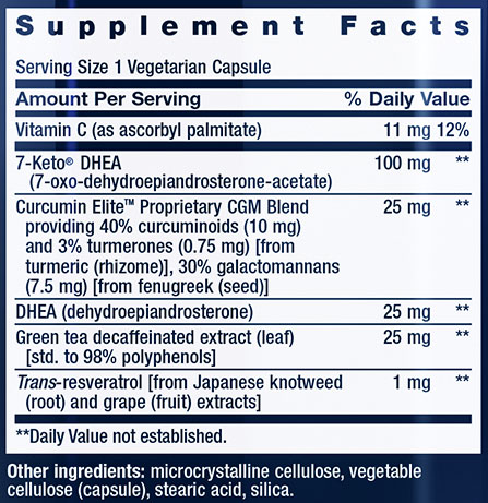 Life Extension DHEA Complete Supplement Facts