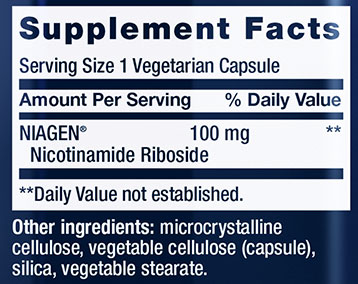 Life Extension NAD+ Supplement Facts Image