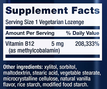 Life Extension Vitamin B12 Supplement Facts Image