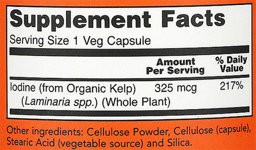 NOW Kelp Supplement Facts