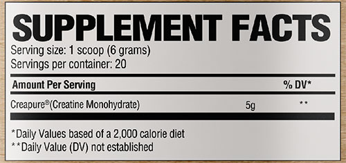 RAW Creatine Supplement Facts