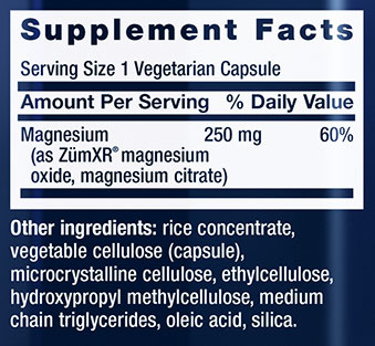 Life Extension Extended Release Magnesium Supplement Facts