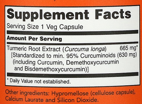 NOW Curcumin Supplement Facts