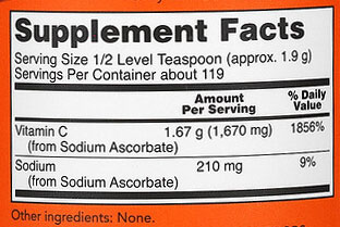 NOW Sodium Ascorbate Supplement Facts