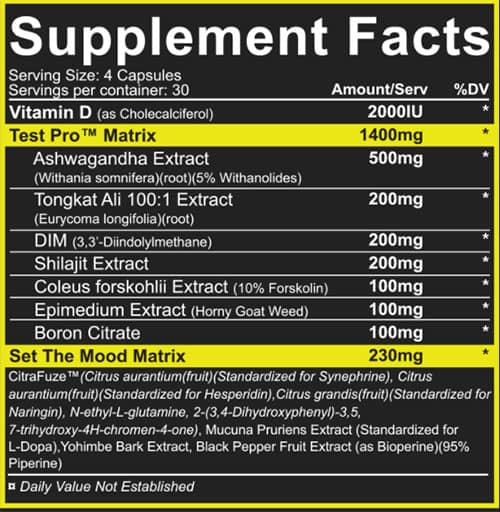 REPP Sports Test Pro Supplement Facts