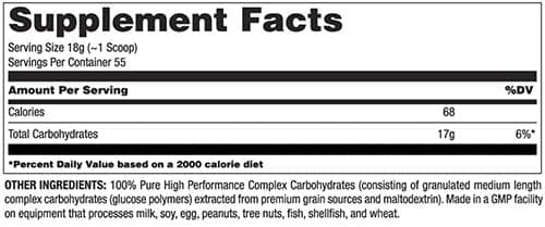 Carbo Plus Supplement Facts