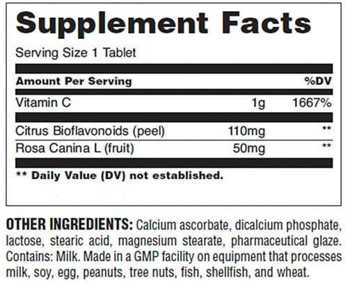 Universal Nutrition Vitamin C Buffered Supplement Facts