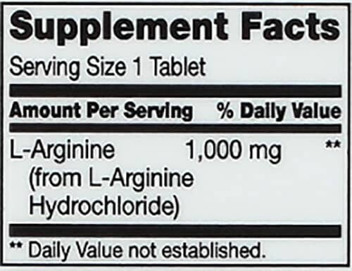 21st Century L-Arginine Supplement Facts