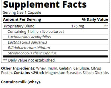 21st Century Acidophilus Probiotic Blend Supplement Facts