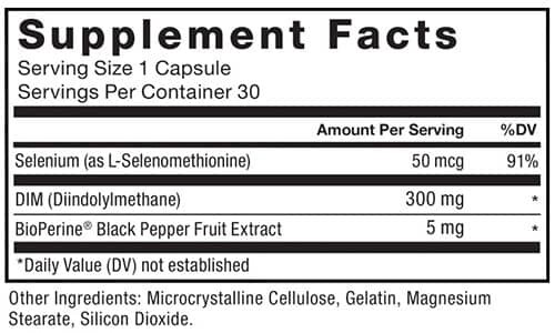 Force Factor DIM Supplement Facts Image