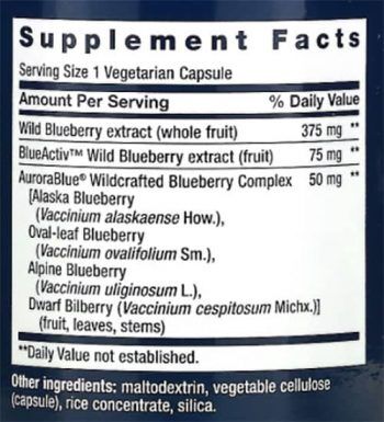 Life Extension Blueberry Extract Supplement Facts