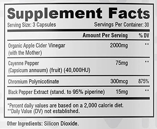 Metabolic Nutrition Apple Cider Vinegar Supplement Facts Image