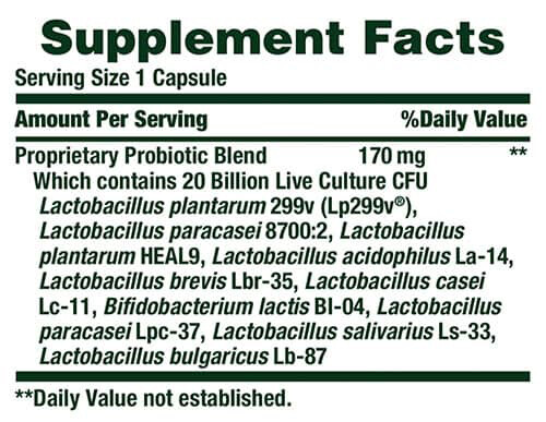 Nature's Bounty Probiotic 10 Supplement Facts