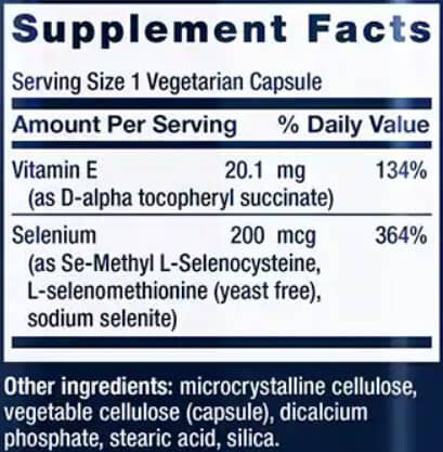 LE Super Selenium Complex Supplement Facts